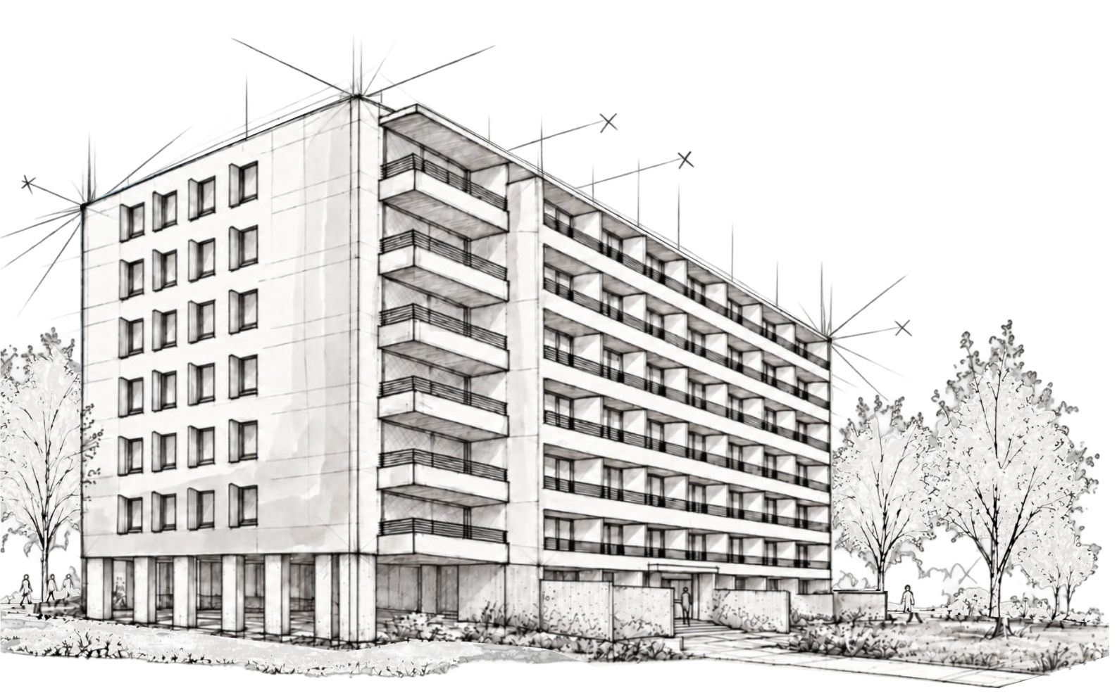 Boceto arquitectónico del proyecto Zañartu 2615